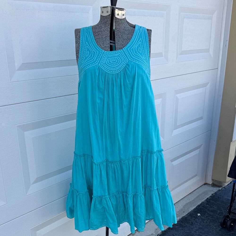 Embroidered Turquoise Sleeveless Top